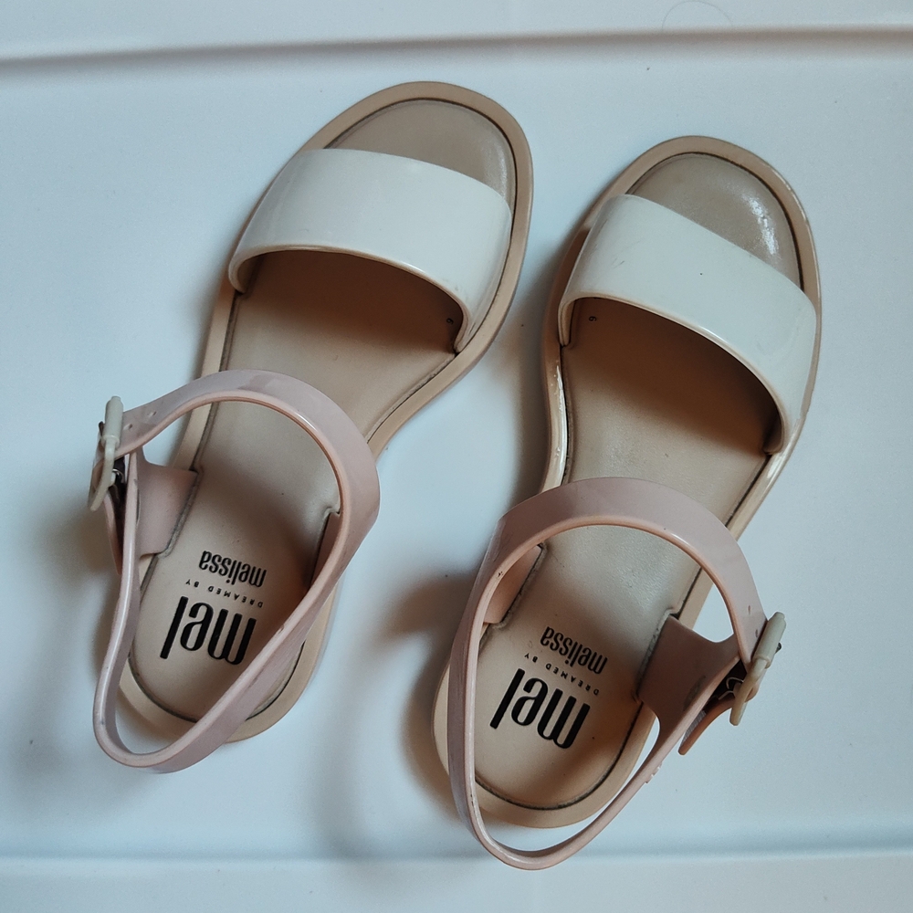 Mini Melissa White and Pink Kids Sandals